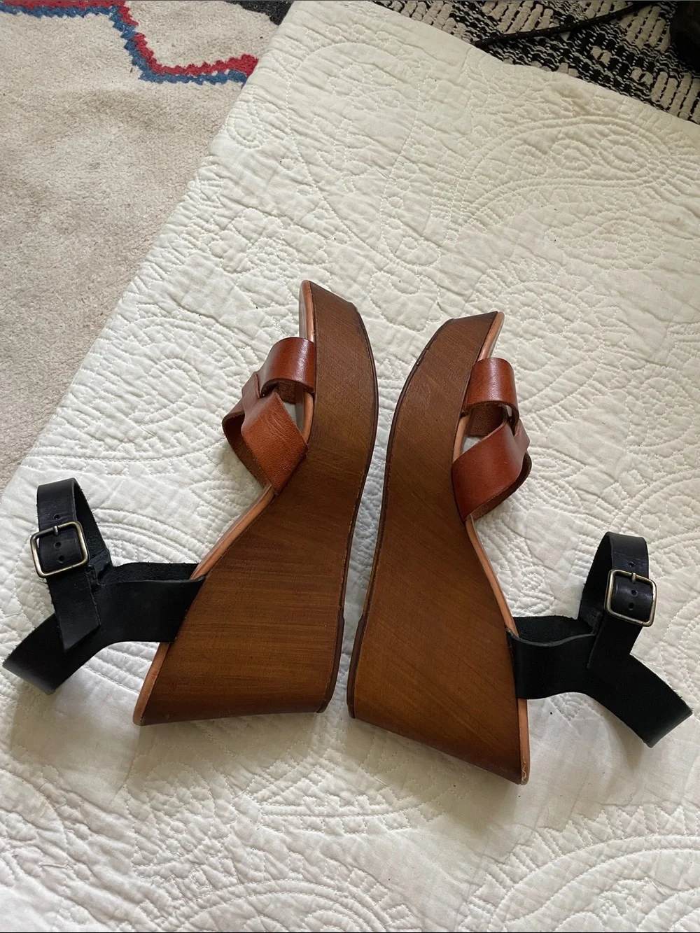 Bellamy leather made in Italy wedge heels EU 41 / US w 11 - Picture 10 of 16